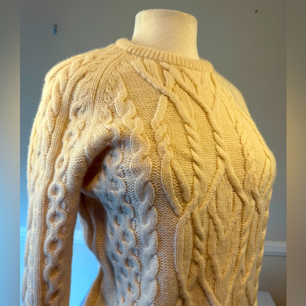 Vintage Beanpole Aran Fisherman’s Cotton Pullover, S. Kor. 90 (=Us Women’s S).